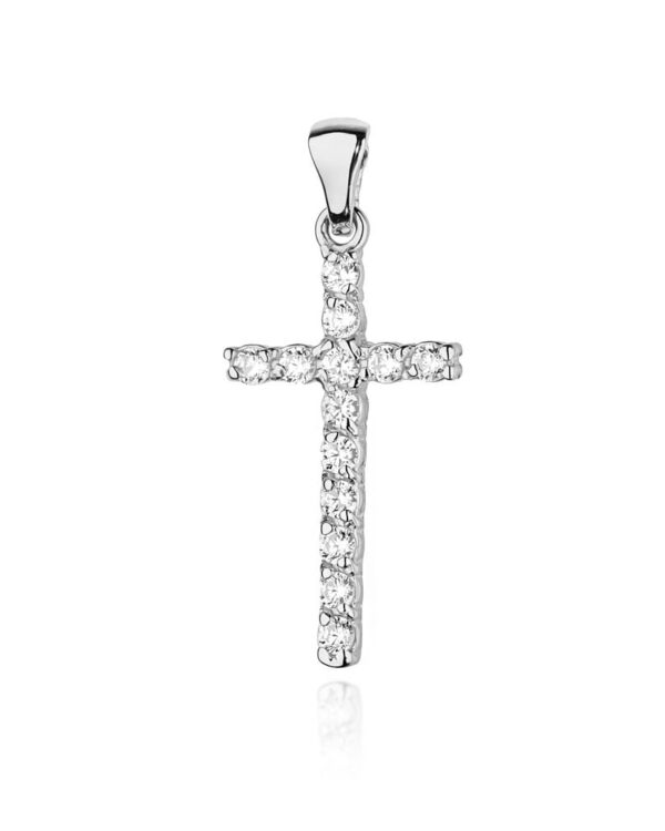 Krzyż K006 z diamentami białe złoto Jubiler Kraków BigDIAMOND