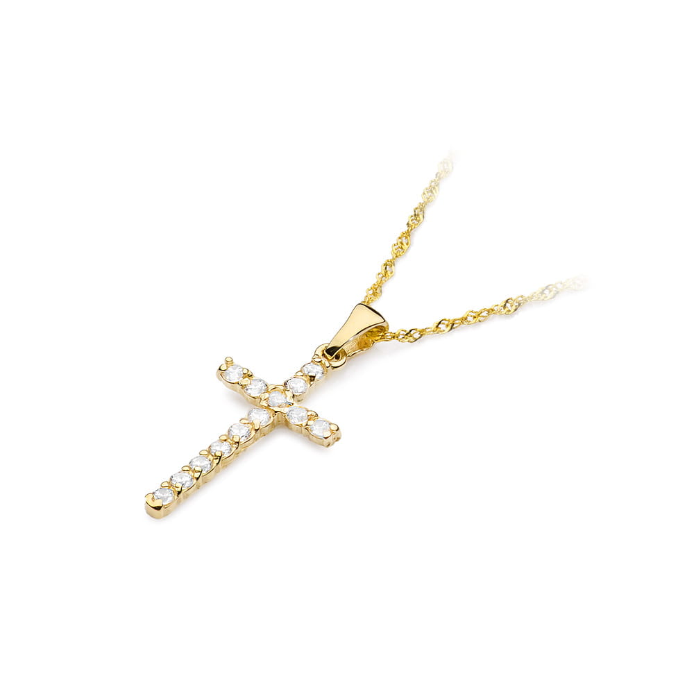 Krzyż z diamentami żółte złoto 3 Krzyż z diamentami żółte złoto - obrazek 2