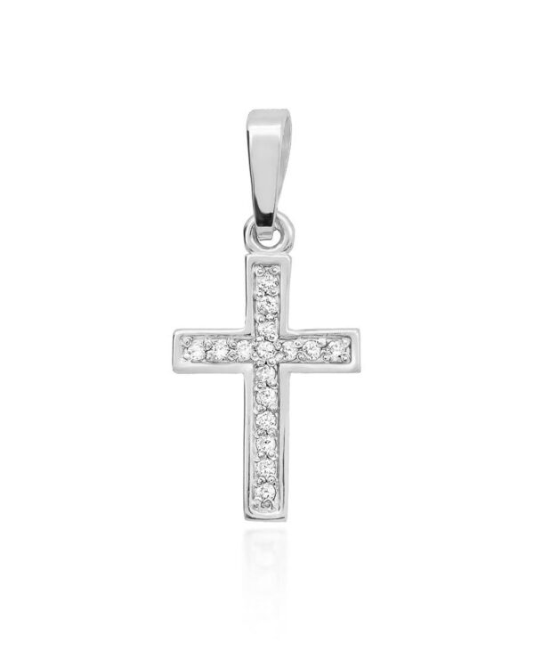 Krzyżyk K042 z diamentami białe złoto Jubiler Kraków BigDIAMOND