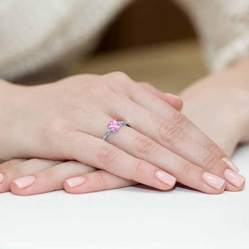 Pierścionek Różowy Topaz 1,10ct białe złoto 5 Pierścionek Różowy Topaz 1,10ct białe złoto - obrazek 4