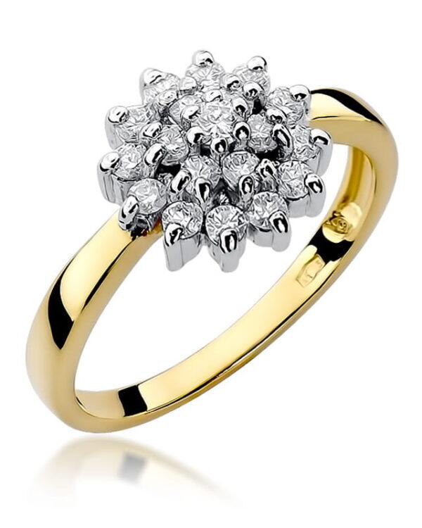 Pierścionek W004 z diamentami żółte złoto Jubiler Kraków BigDIAMOND