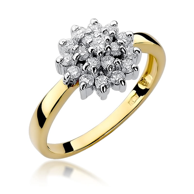 Pierścionek W004 z diamentami żółte złoto Jubiler Kraków BigDIAMOND