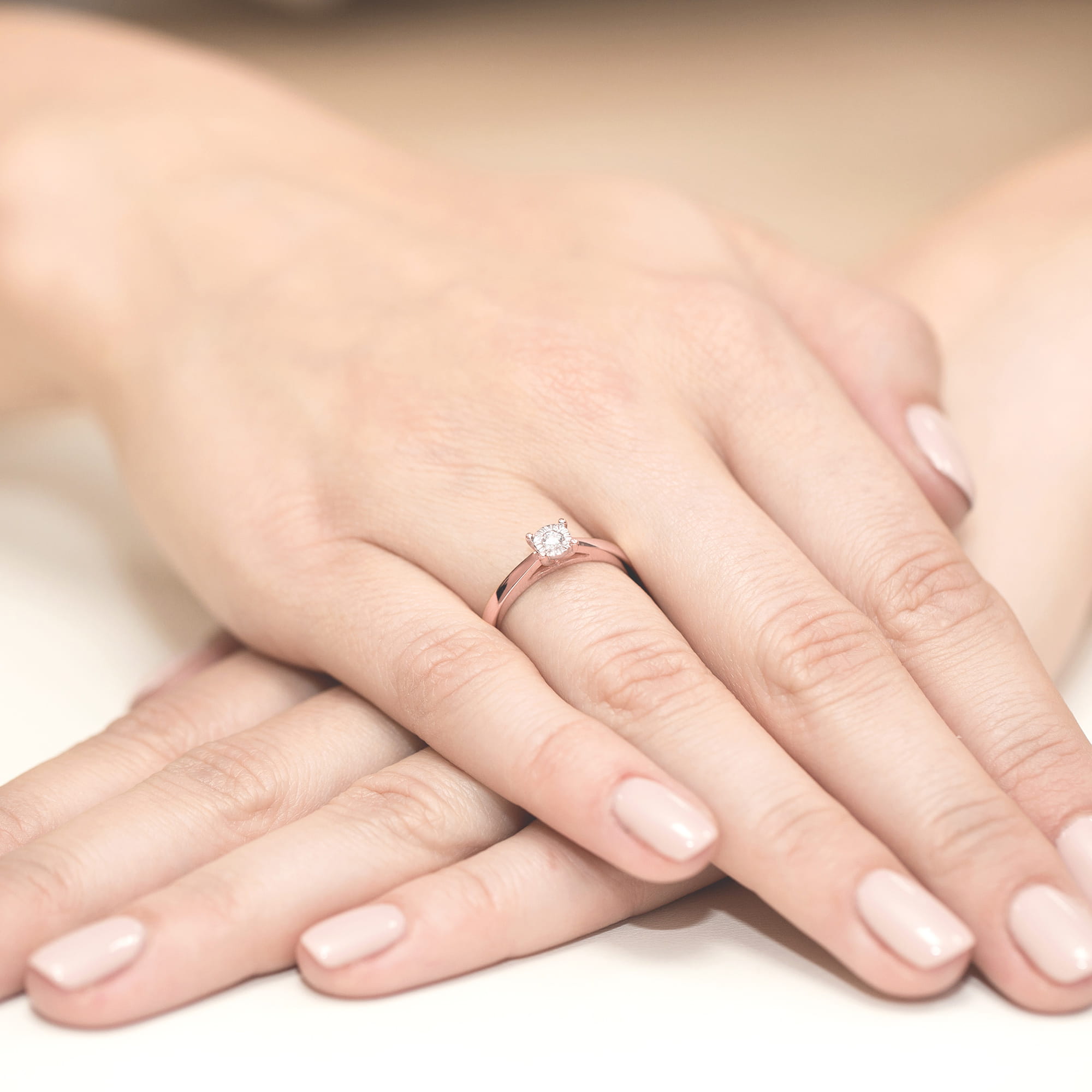 Pierścionek Diament 0,08ct różowe złoto 5 Pierścionek Diament 0,08ct różowe złoto - obrazek 4
