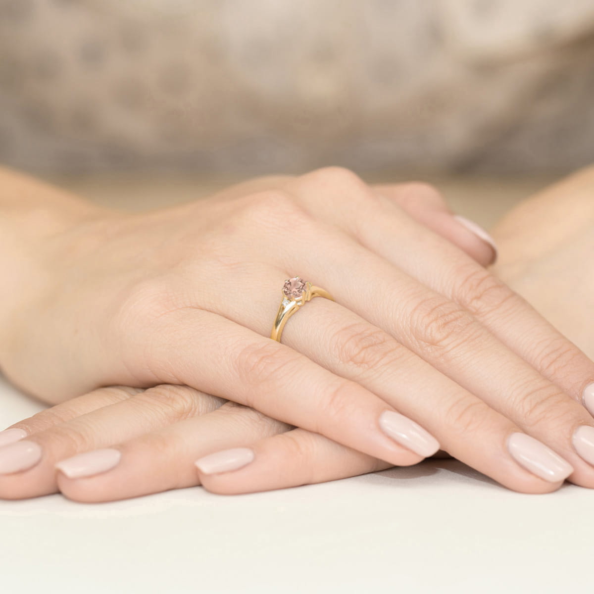 Pierścionek Morganit 0,40ct żółte złoto 5 Pierścionek Morganit 0,40ct żółte złoto - obrazek 4