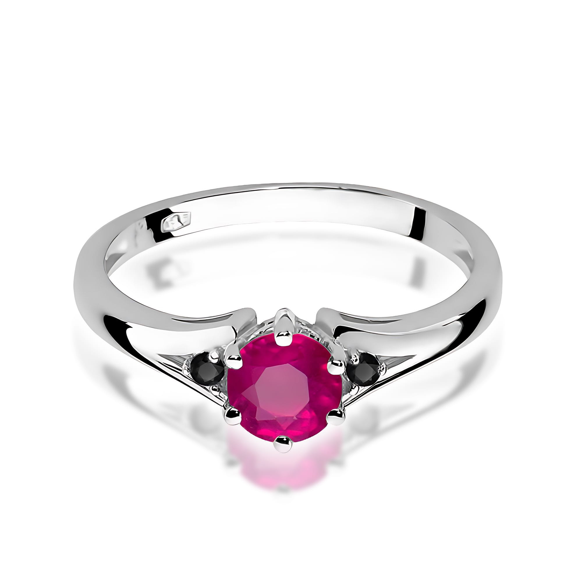 Pierścionek Rodolit 0,60ct białe złoto z czarnymi diamentami 3 60ct białe złoto z czarnymi diamentami Jubiler Kraków BigDIAMOND