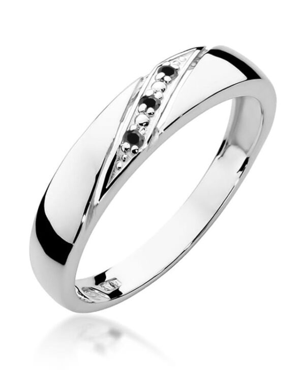 Pierścionek W0118 z czarnymi diamentami białe złoto Jubiler Kraków BigDIAMOND
