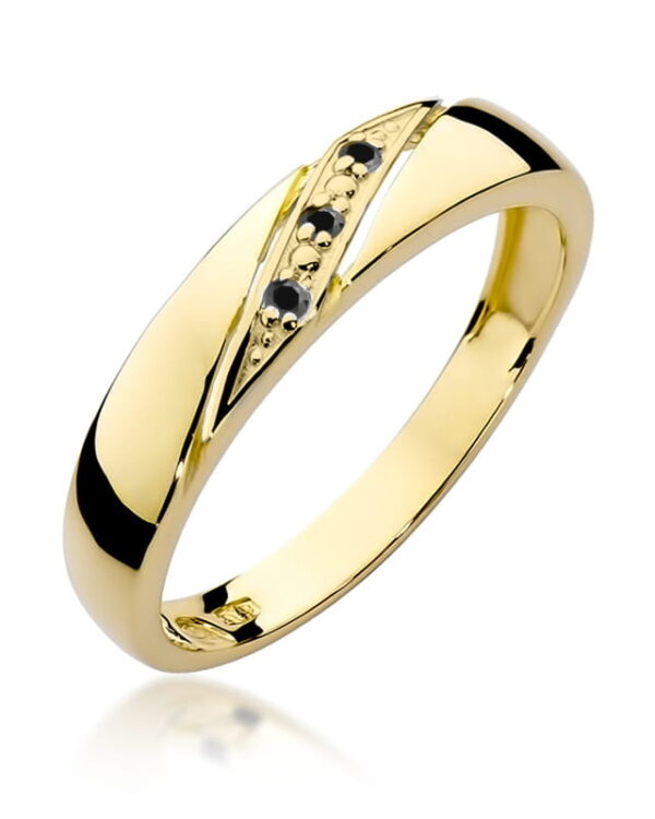 Pierścionek W0118 z czarnymi diamentami żółte złoto Jubiler Kraków BigDIAMOND
