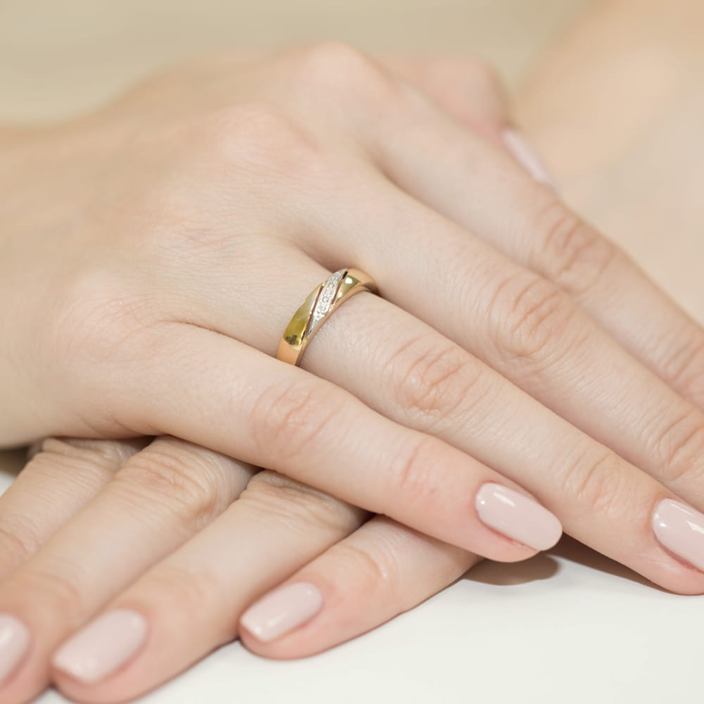 Pierścionek z diamentami żółte złoto 5 Pierścionek z diamentami żółte złoto - obrazek 4