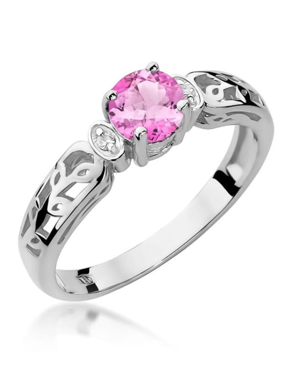 Pierścionek W014 Różowy Topaz 0