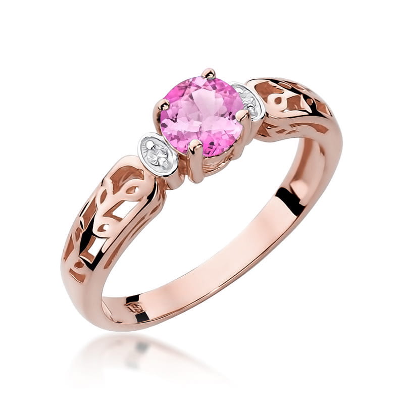 Pierścionek W014 Różowy Topaz 0