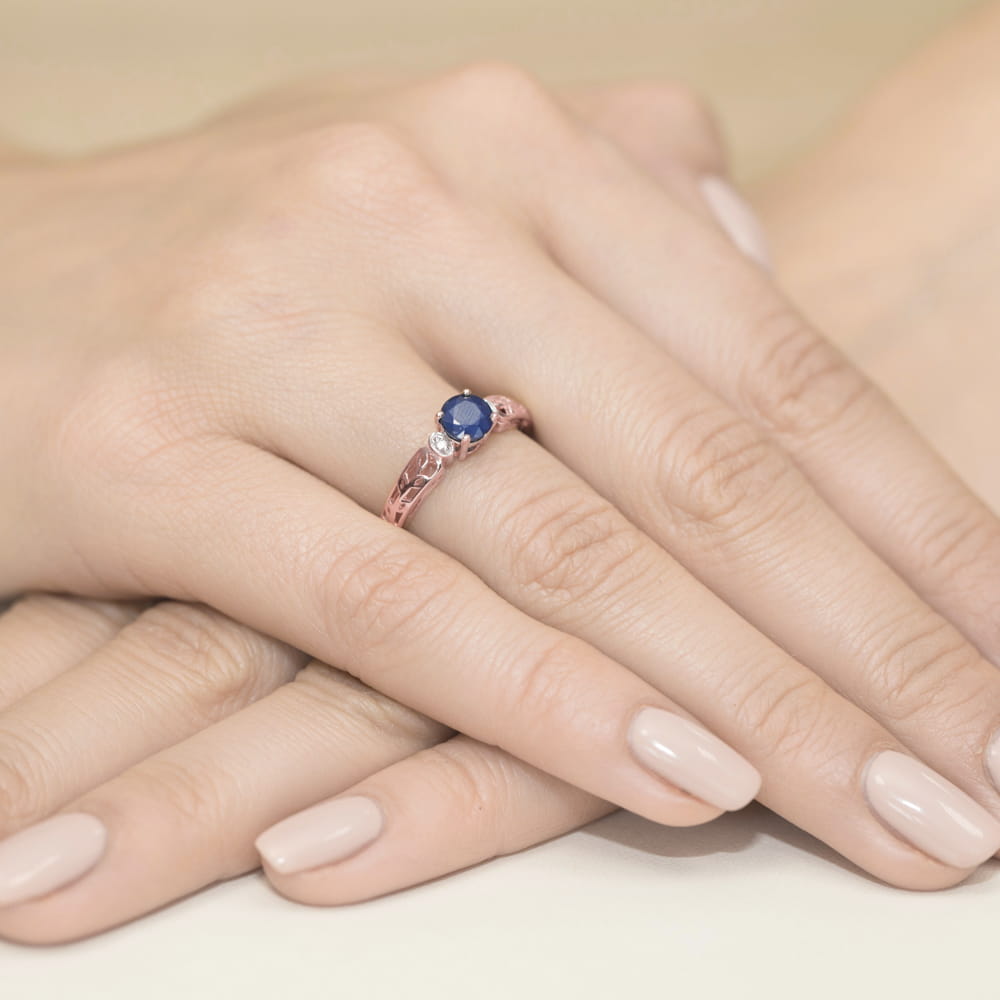Pierścionek Szafir 0,50ct różowe złoto 5 Pierścionek Szafir 0,50ct różowe złoto - obrazek 4
