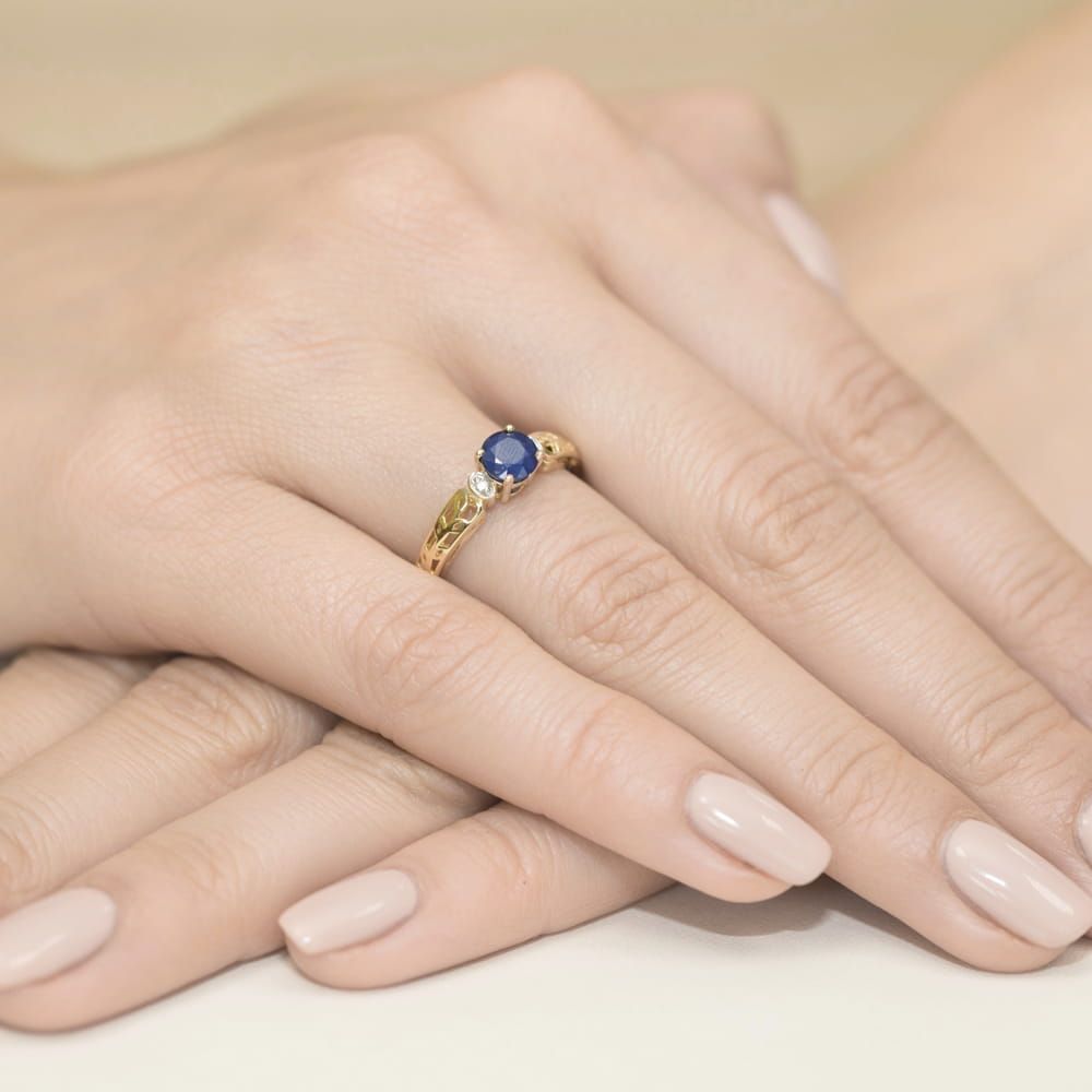 Pierścionek Szafir 0,50ct żółte złoto 5 Pierścionek Szafir 0,50ct żółte złoto - obrazek 4