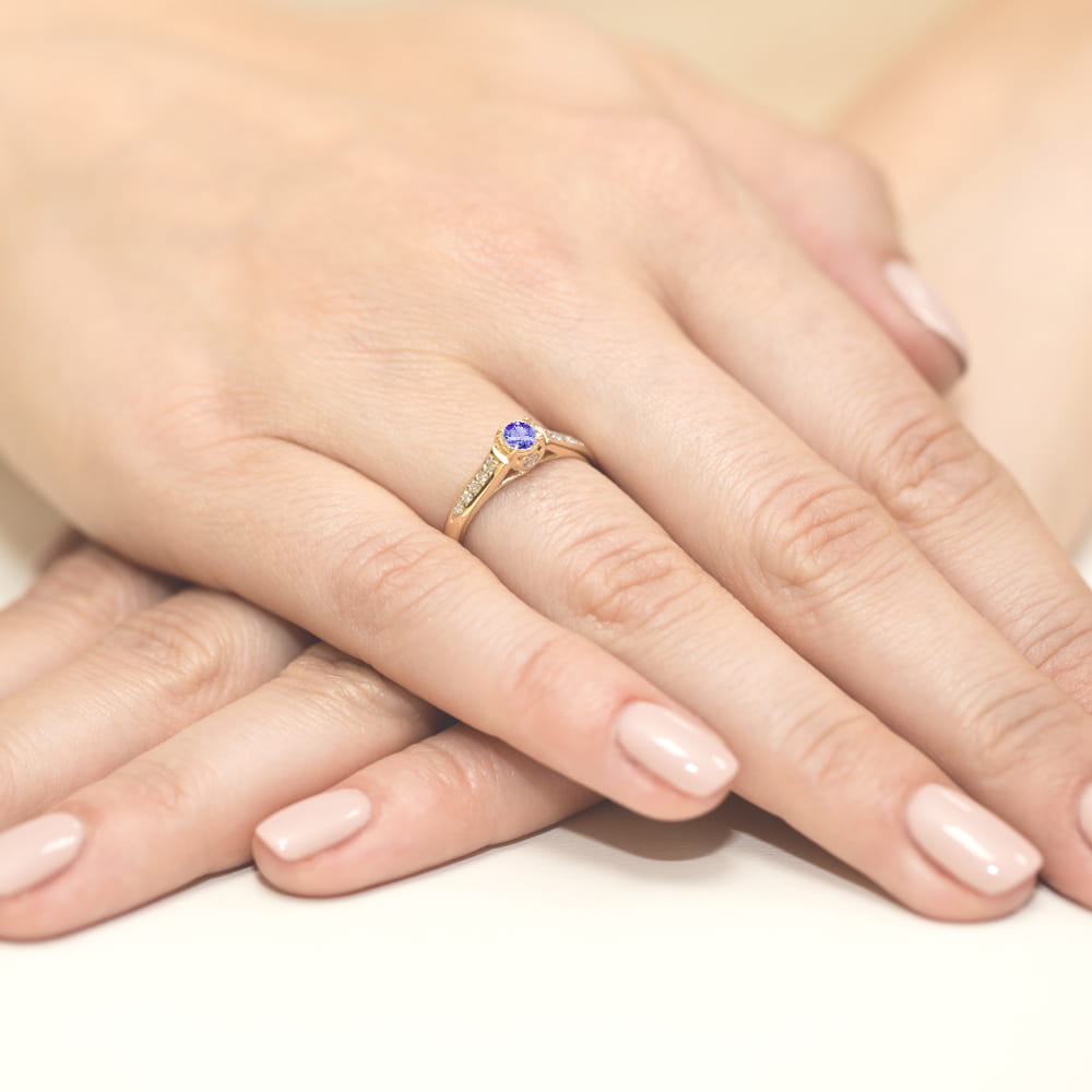 Pierścionek Tanzanit 0,35ct żółte złoto 5 Pierścionek Tanzanit 0,35ct żółte złoto - obrazek 4