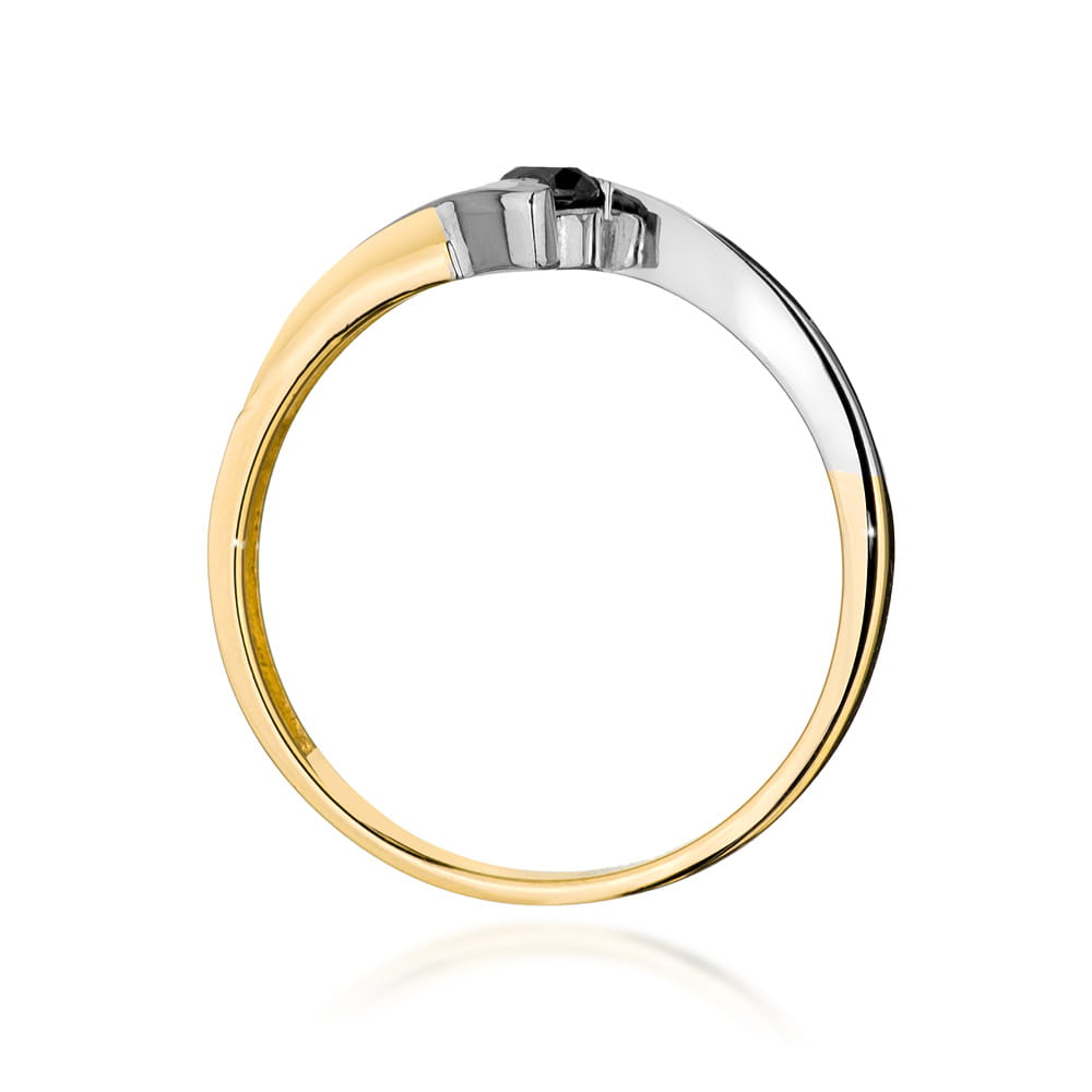Pierścionek Czarny Diament 0,12ct żółte złoto 4 Pierścionek Czarny Diament 0,12ct żółte złoto - obrazek 3