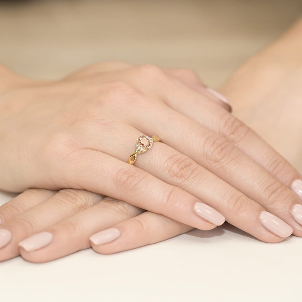 Pierścionek Morganit 0,40ct żółte złoto 5 Pierścionek Morganit 0,40ct żółte złoto - obrazek 4