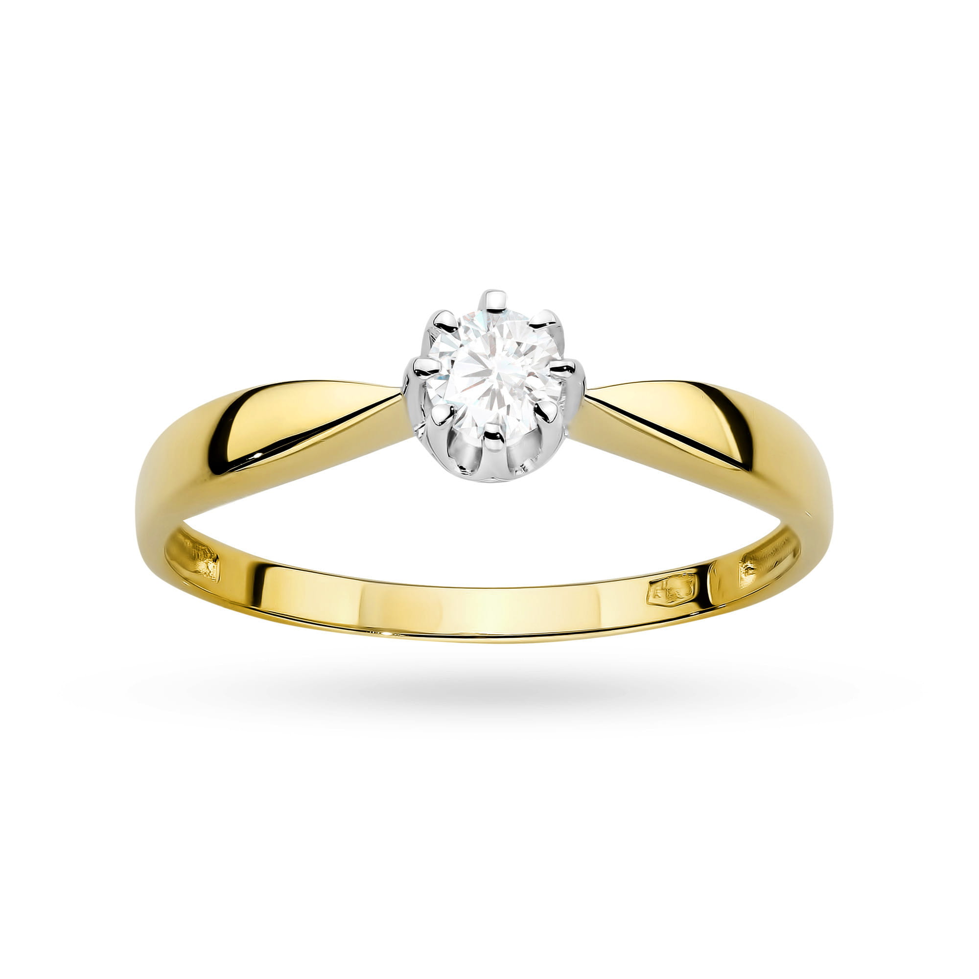 Pierścionek Diament Laboratoryjny 0,15ct żółte złoto 5 Pierścionek Diament Laboratoryjny 0,15ct żółte złoto - obrazek 4