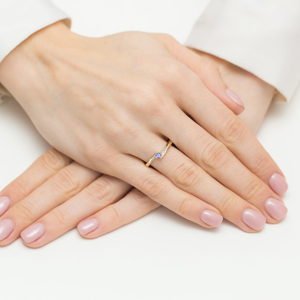 Pierścionek Tanzanit 0,15ct żółte złoto 5 Pierścionek Tanzanit 0,15ct żółte złoto - obrazek 4