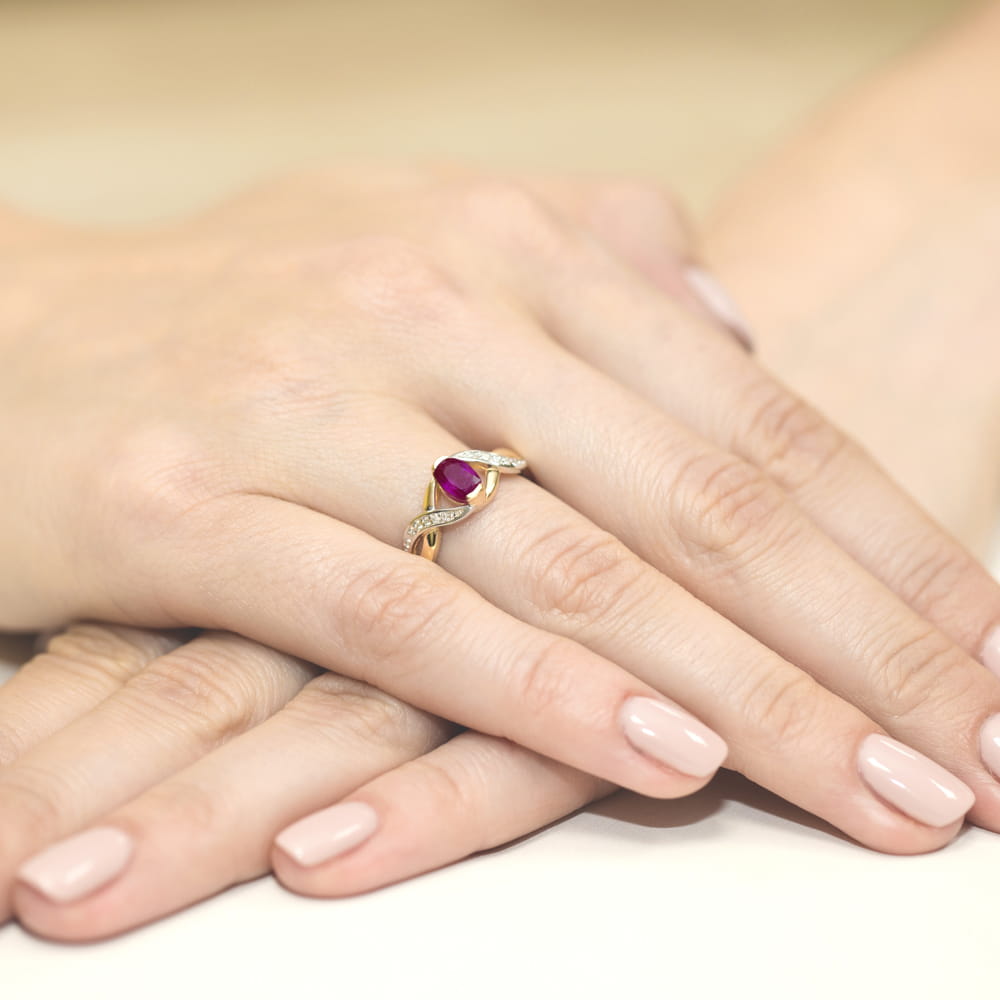 Pierścionek Rodolit 0,50ct żółte złoto 5 Pierścionek Rodolit 0,50ct żółte złoto - obrazek 4