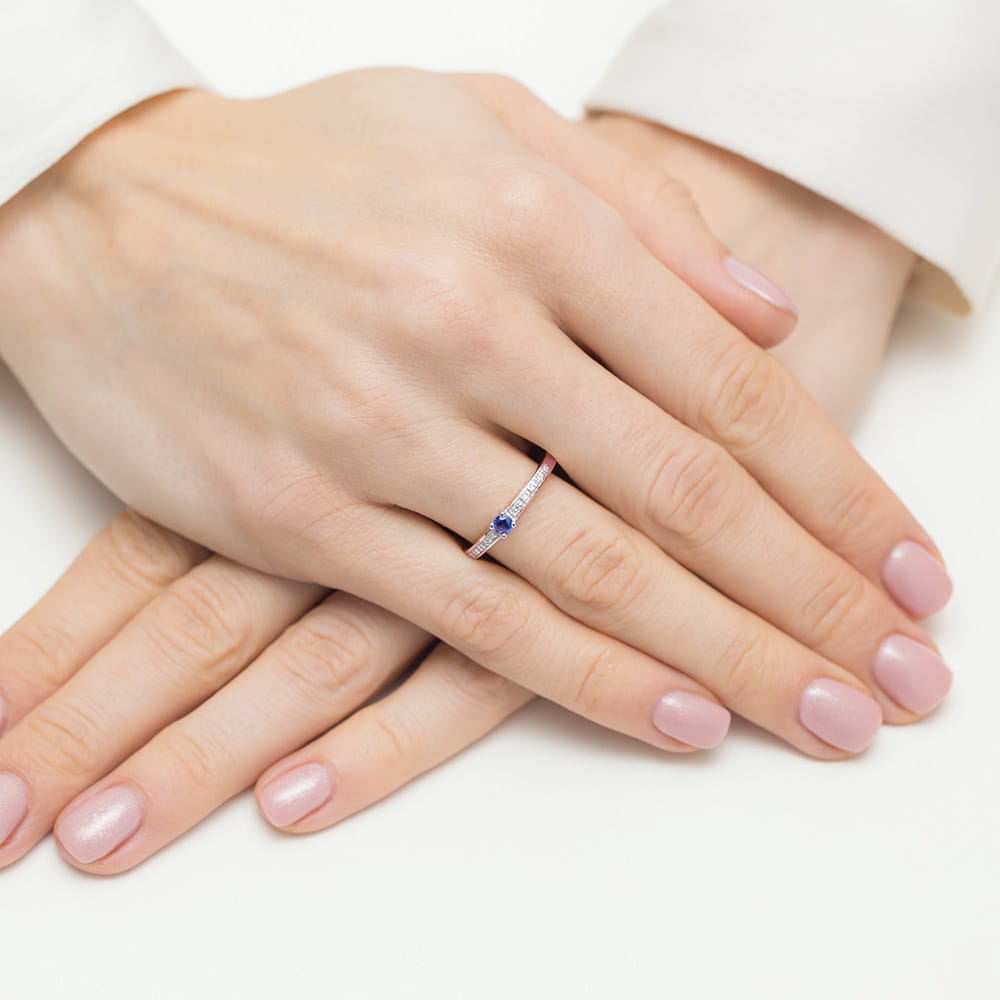 Pierścionek Szafir 0,15ct różowe złoto 5 Pierścionek Szafir 0,15ct różowe złoto - obrazek 4