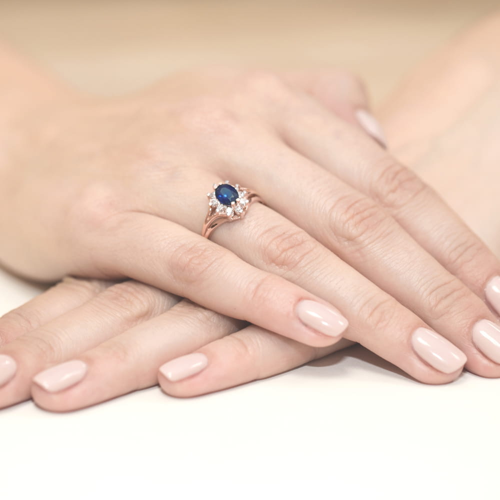 Pierścionek Szafir 0,90ct różowe złoto 5 Pierścionek Szafir 0,90ct różowe złoto - obrazek 4