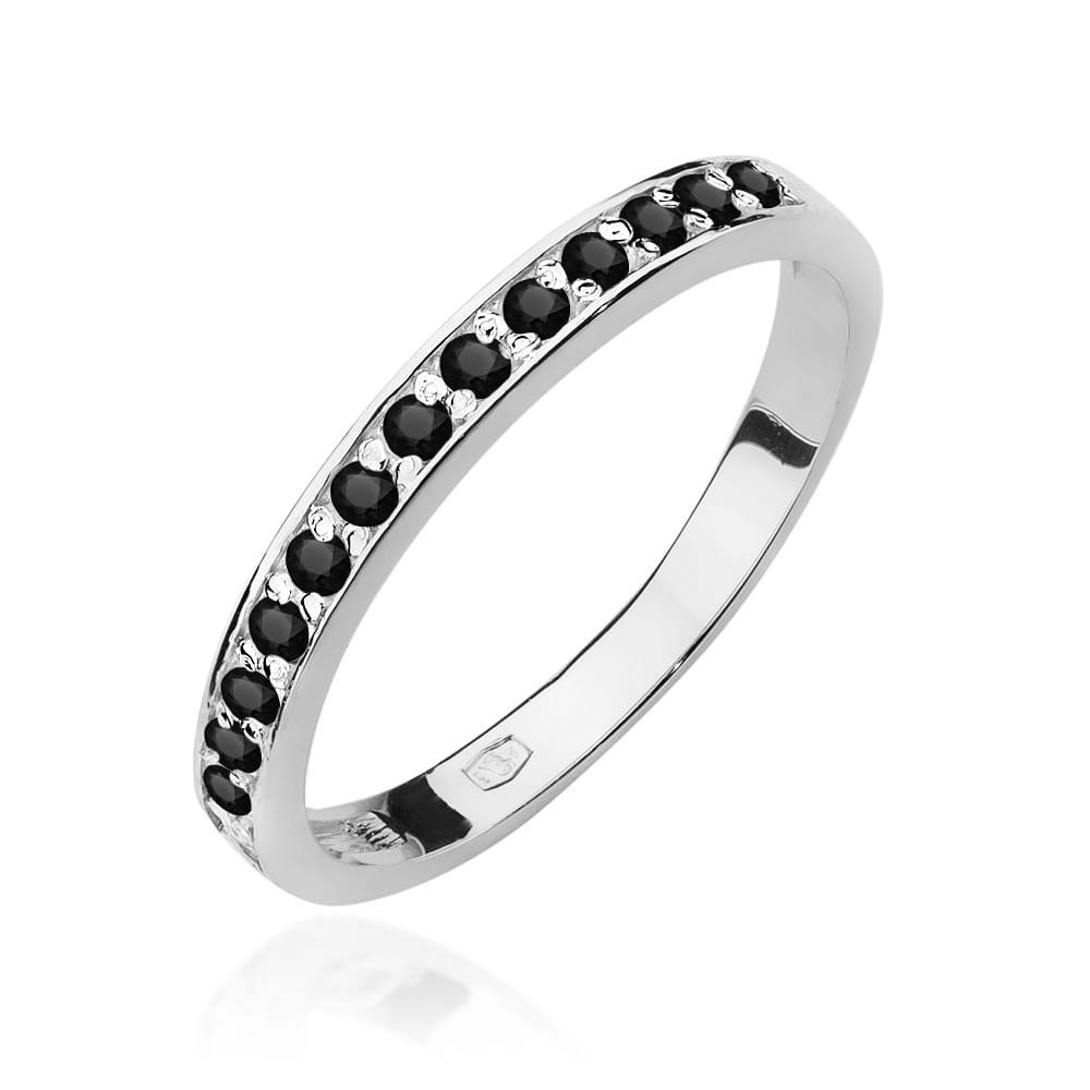 Pierścionek W0446 z czarnymi diamentami białe złoto Jubiler Kraków BigDIAMOND