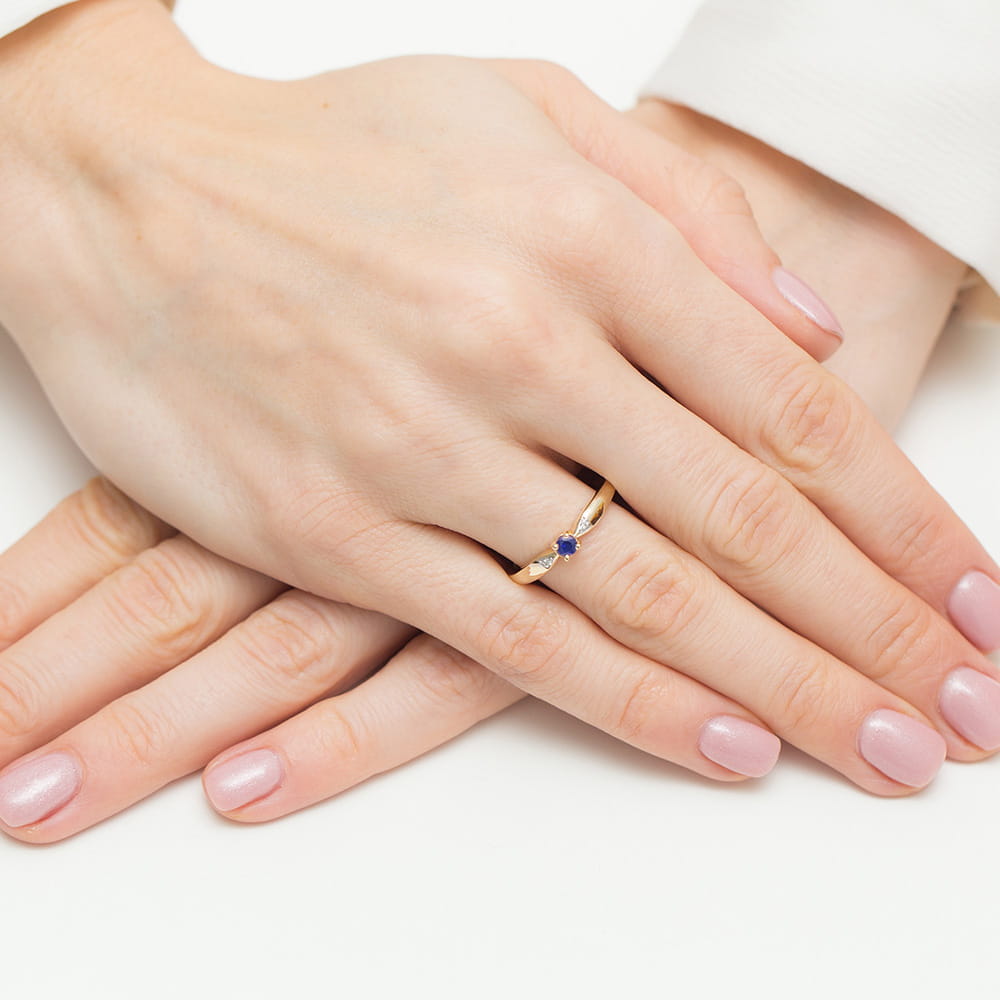 Pierścionek Szafir 0,15ct żółte złoto 5 Pierścionek Szafir 0,15ct żółte złoto - obrazek 4