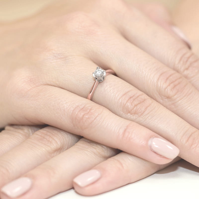 Pierścionek Diament 0,10ct różowe złoto 5 Pierścionek Diament 0,10ct różowe złoto - obrazek 4