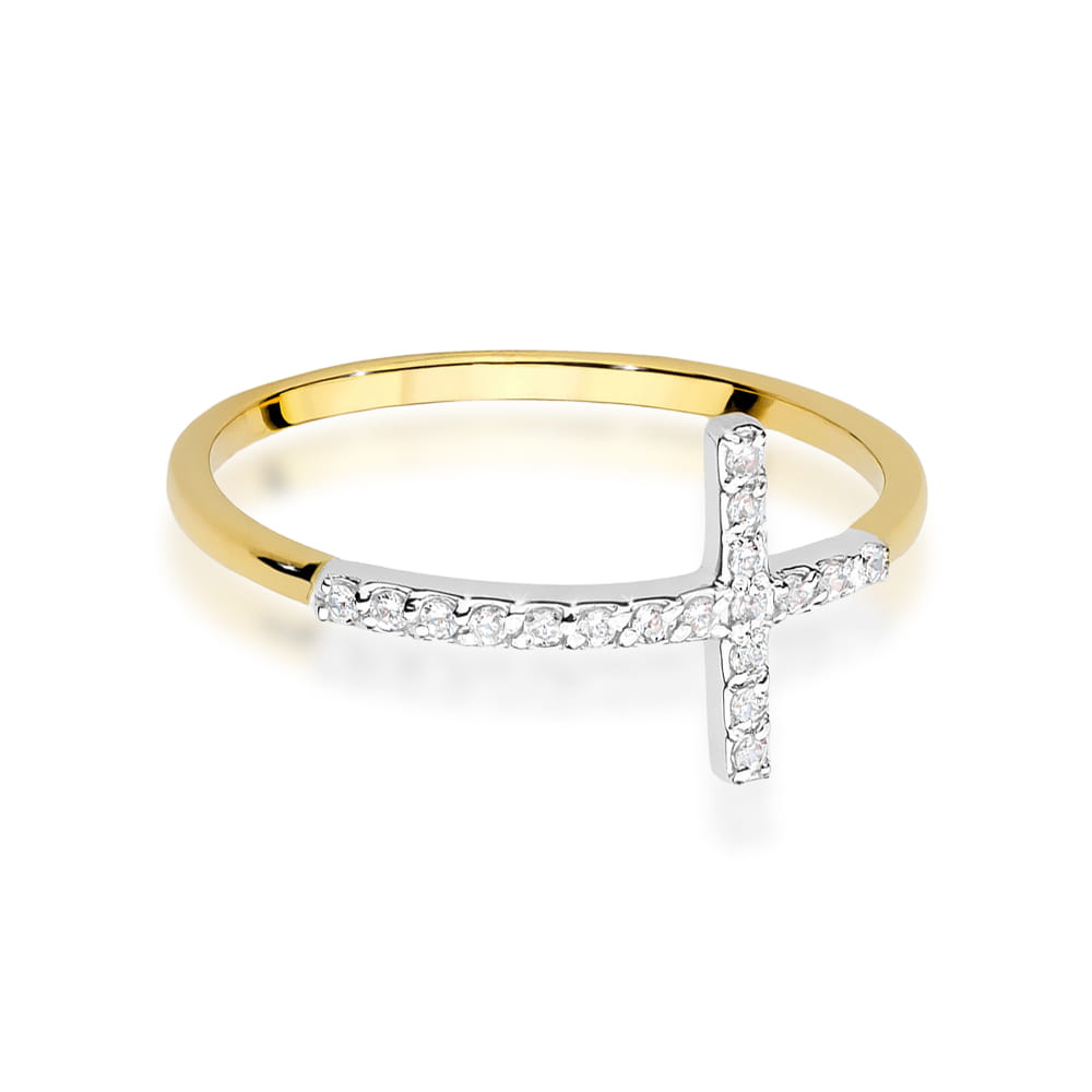 Pierścionek z diamentami żółte złoto 3 Pierścionek z diamentami żółte złoto - obrazek 2