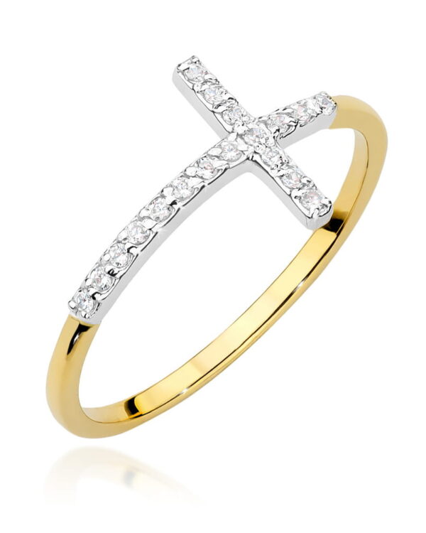 Pierścionek W0636 z diamentami żółte złoto Jubiler Kraków BigDIAMOND