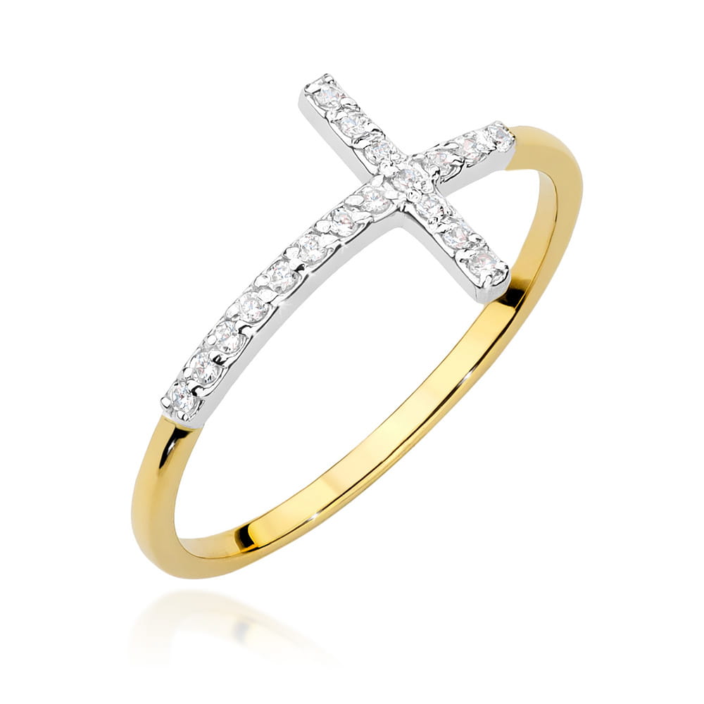 Pierścionek W0636 z diamentami żółte złoto Jubiler Kraków BigDIAMOND