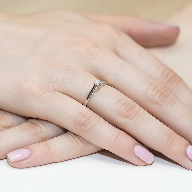 Pierścionek Diament 0,10ct białe złoto 5 Pierścionek Diament 0,10ct białe złoto - obrazek 4