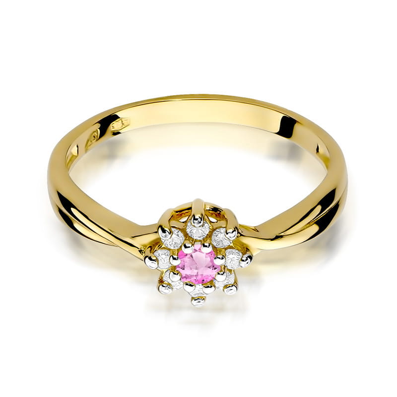 Pierścionek Różowy Topaz 0,13ct żółte złoto 3 13ct żółte złoto Jubiler Kraków BigDIAMOND