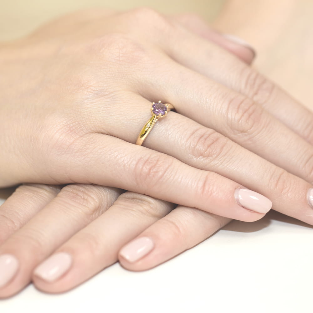 Pierścionek Ametyst 0,50ct żółte złoto 5 Pierścionek Ametyst 0,50ct żółte złoto - obrazek 4