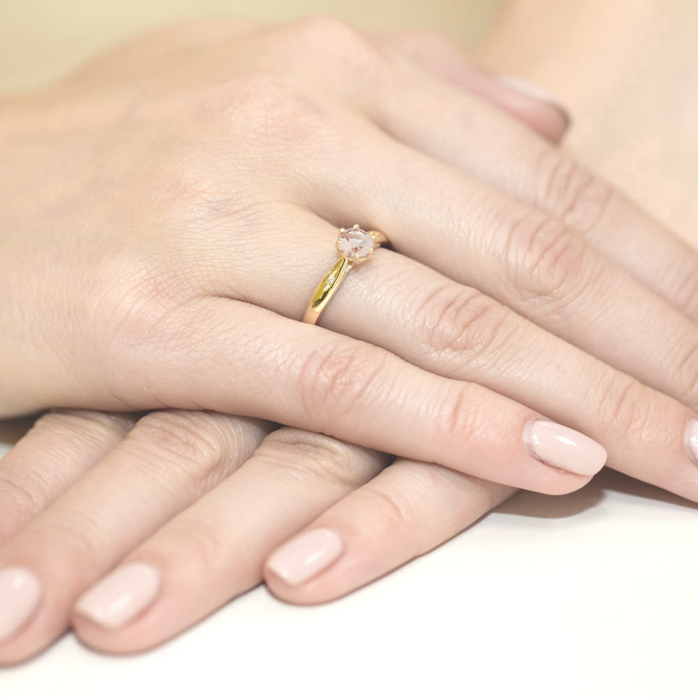 Pierścionek Morganit 0,40ct żółte złoto 5 Pierścionek Morganit 0,40ct żółte złoto - obrazek 4