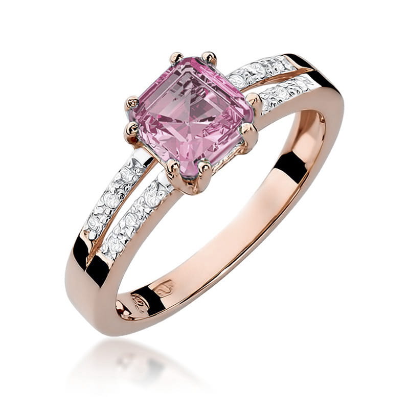 Pierścionek W079 Różowy Topaz 1