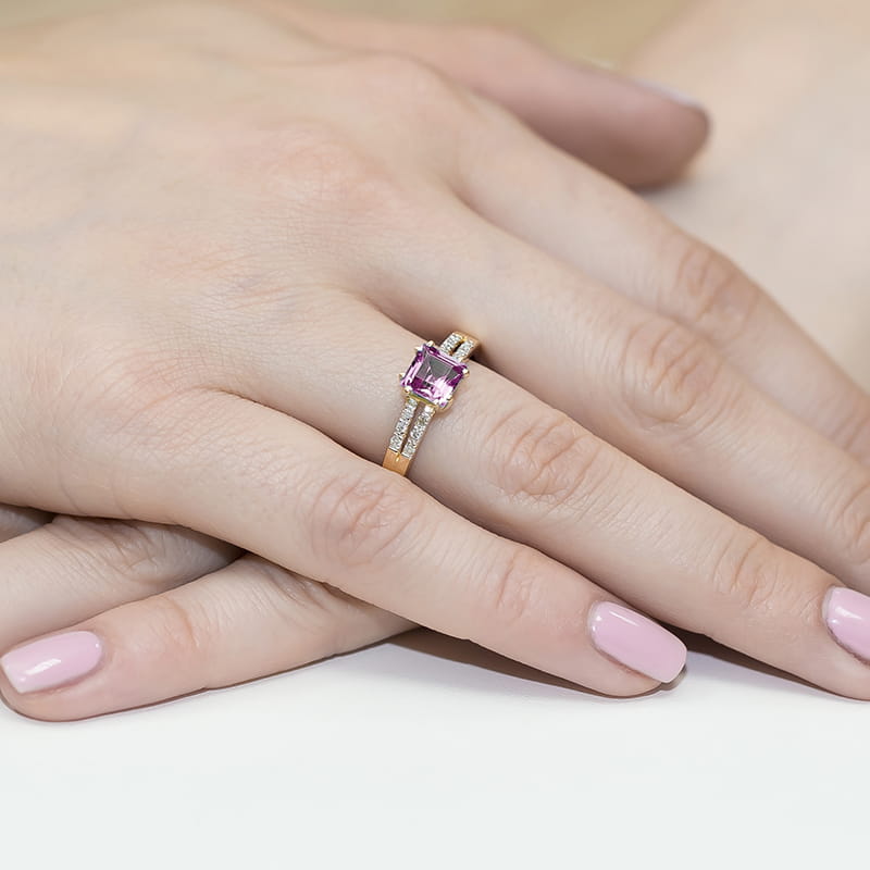 Pierścionek Różowy Topaz 1,10ct żółte złoto 5 Pierścionek Różowy Topaz 1,10ct żółte złoto - obrazek 4