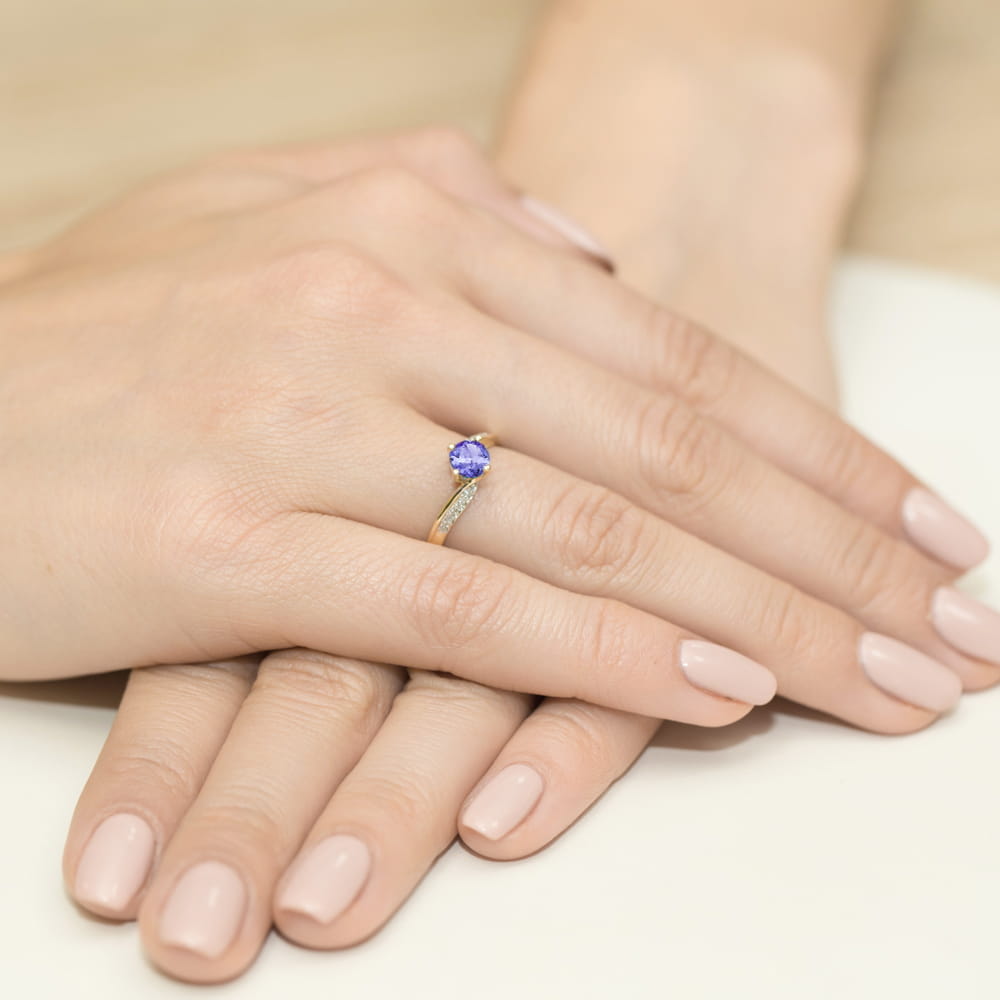 Pierścionek Tanzanit 0,50ct żółte złoto 5 Pierścionek Tanzanit 0,50ct żółte złoto - obrazek 4