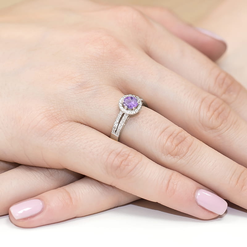Pierścionek Ametyst 0,50ct białe złoto 5 Pierścionek Ametyst 0,50ct białe złoto - obrazek 4