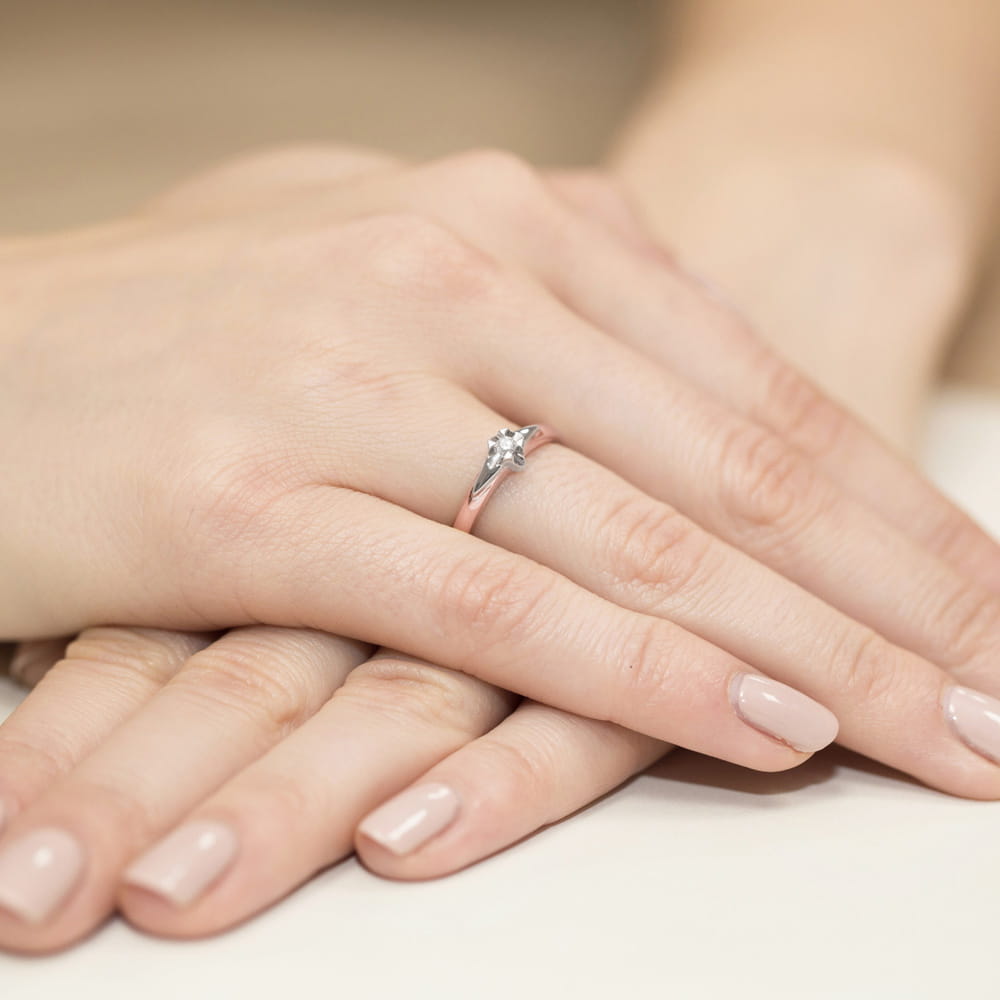 Pierścionek Diament 0,05ct różowe złoto 5 Pierścionek Diament 0,05ct różowe złoto - obrazek 4