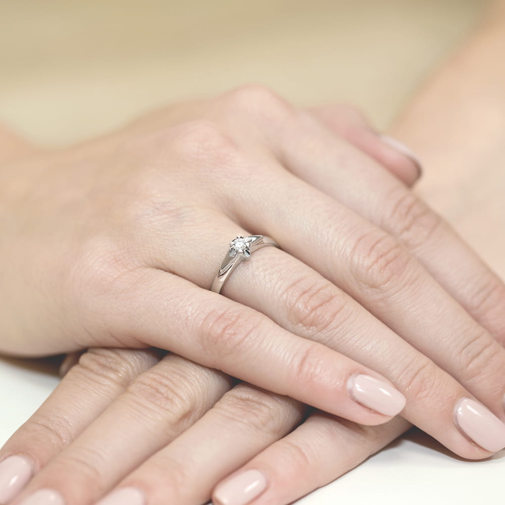 Pierścionek Diament 0,10ct białe złoto 5 Pierścionek Diament 0,10ct białe złoto - obrazek 4