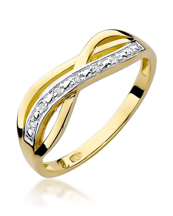 Pierścionek W090 z diamentami żółte złoto Jubiler Kraków BigDIAMOND