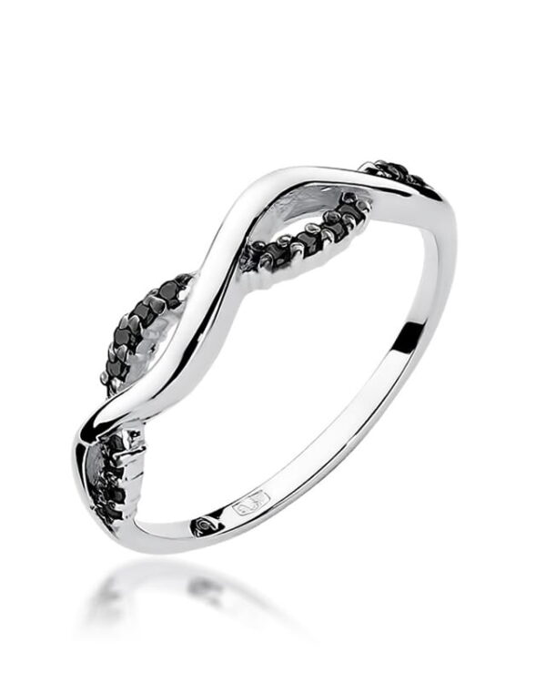 Pierścionek W096 z czarnymi diamentami białe złoto Jubiler Kraków BigDIAMOND