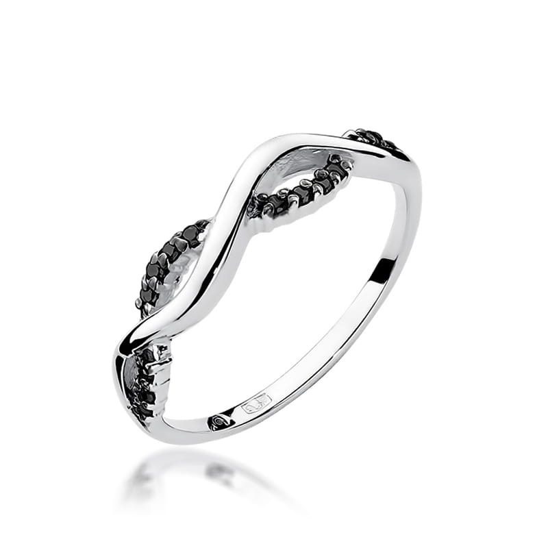 Pierścionek W096 z czarnymi diamentami białe złoto Jubiler Kraków BigDIAMOND