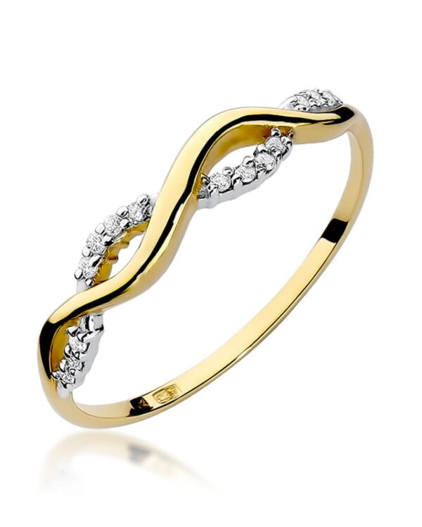 Pierścionek W096 z diamentami żółte złoto Jubiler Kraków BigDIAMOND