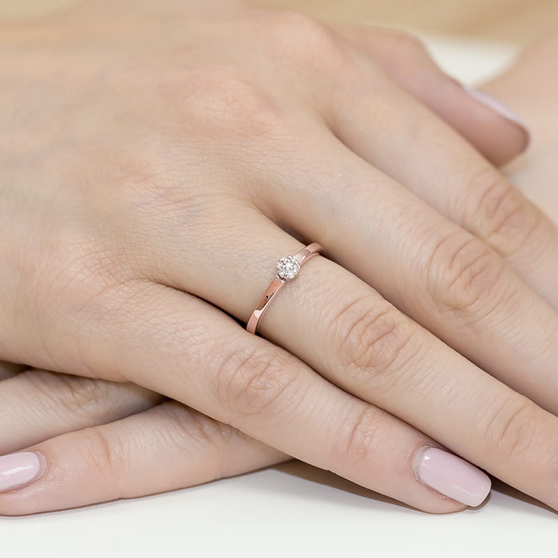 Pierścionek z diamentami różowe złoto 5 Pierścionek z diamentami różowe złoto - obrazek 4