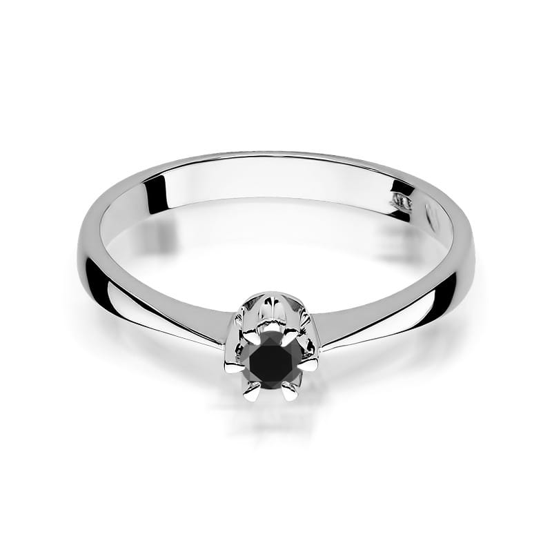 Pierścionek Czarny Diament 0,12ct białe złoto 3 12ct białe złoto Jubiler Kraków BigDIAMOND
