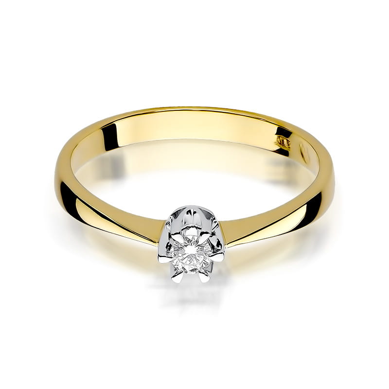 Pierścionek Diament 0,12ct żółte złoto 3 12ct żółte złoto Jubiler Kraków BigDIAMOND