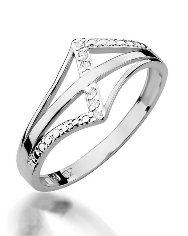 Pierścionek W114 z diamentami białe złoto Jubiler Kraków BigDIAMOND
