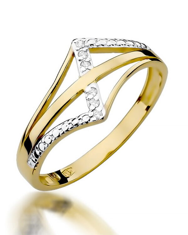 Pierścionek W114 z diamentami żółte złoto Jubiler Kraków BigDIAMOND