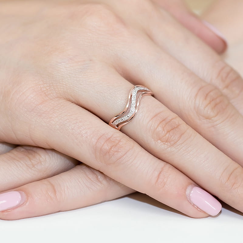 Pierścionek z diamentami różowe złoto 5 Pierścionek z diamentami różowe złoto - obrazek 4